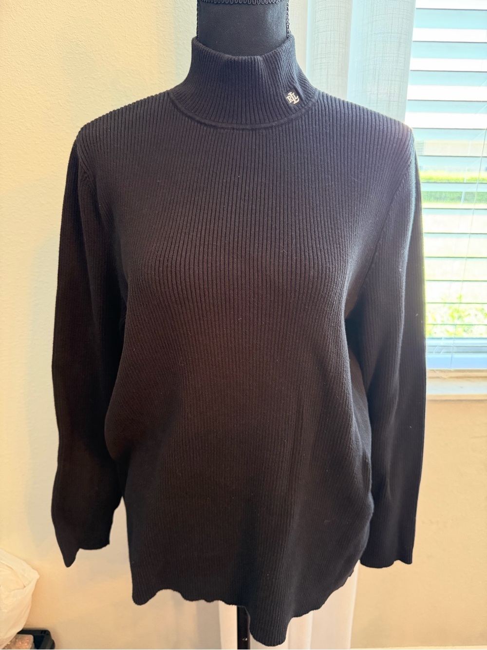 Ralph Lauren RL Black Ribbed Turtleneck Sweater size 2X